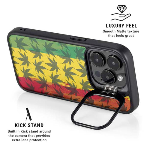 Marijuana Rasta Pattern iPhone 16 Pro Kickstand Case